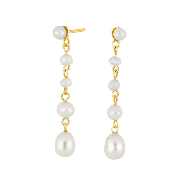 PEARL52 ørehængere i forgyldt sølv med perler fra Nordahl Jewellery
